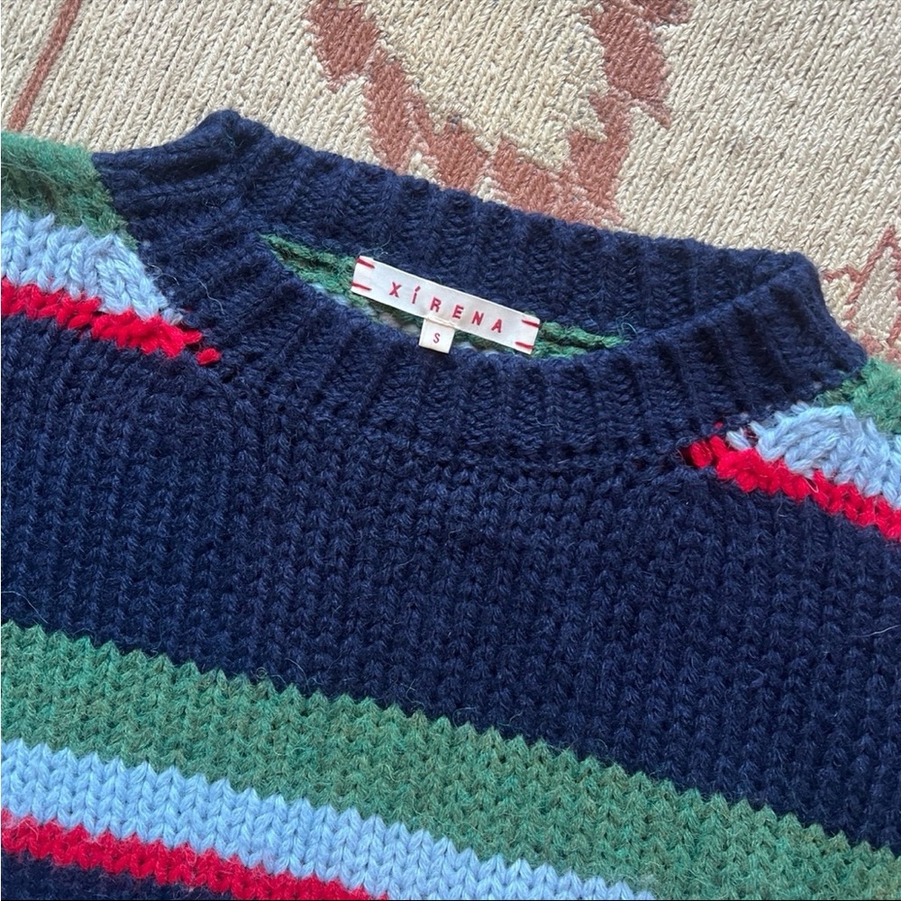 Xirena Apres Ski Blue Striped Sweater S